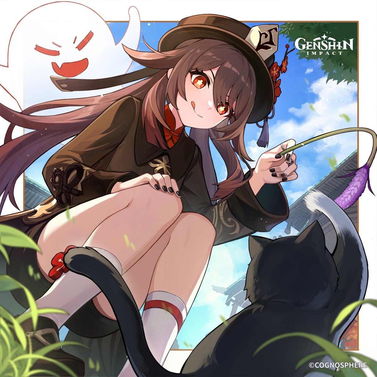 GenshinImpact's tweet image. Happy Birthday, #HuTao! #GenshinImpact

Oooh, you knew it&apos;s my birthday and brought a kitty to play with me, didn&apos;t you?
Aww, running away so quickly... Did I really scare you? Don&apos;t be afraid, little kitty~
The weather is just so nice today, wanna go fishing with me?
I&apos;m going…