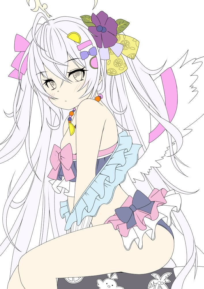 海の日ということで水着アズサ再掲
ボツ絵も添えて 