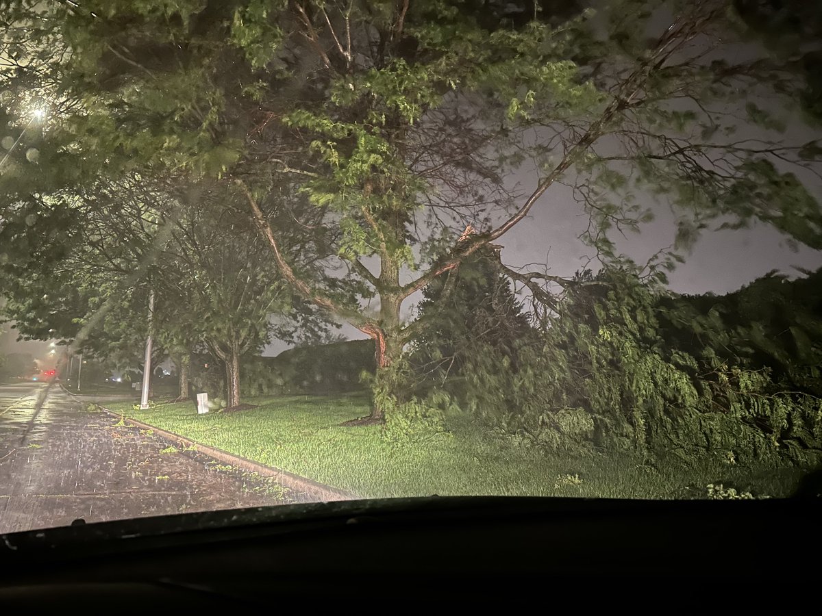 SamBertellotti's tweet photo. @NWSChicago  majority of damage appears to be focused along 38 and Bricher road right at their intersection with Randall. Had a metal object hit our roof during the intense wind along Bricher road as well. https://t.co/kt4PgNls6E