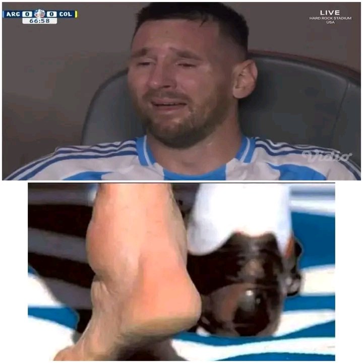 Imtamim_'s tweet photo. Messi is in tears as he is subbed off due to injury 💔 https://t.co/8i5do4ihg3