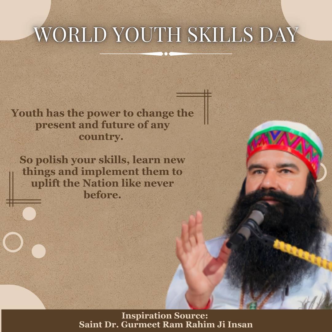 gagni1925's tweet photo. There is no age limit for learning. A Person should always remain a student and keep learning new things.

Saint Dr MSG Insan guides Youth to work on themselves &amp; hone their skills instead of ruining their youth in bad deeds &amp; drugs. 
#WorldYouthSkillsDay
#WorldYouthSkillsDay2024 https://t.co/z4FiTMQMMg
