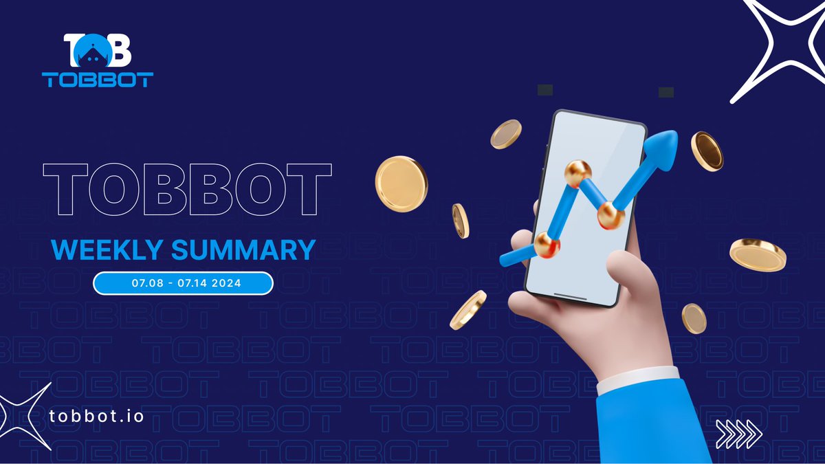 🎯Tobbot Highlights from this week (July 08 - July 14, 2024)

Wish you a new week full of energy! Check out the amazing stats that Tobbot has accomplished this week 👇
✔️Trading Volume: $29K TON
✔️Total user: 20,2K accounts
✔️Total ref bonus: $16,7K TON

Main events:
✔️Official