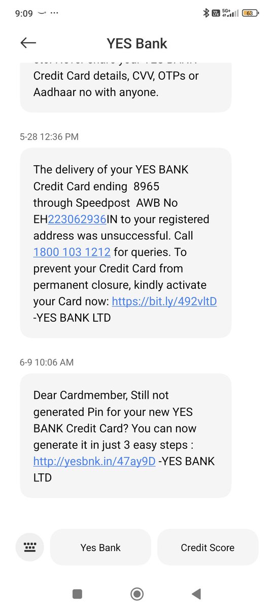 rs964039's tweet photo. @YESBANK I had applied for got approved never received the card but still got statement for payment for 57.65..how is this possible without using the card.why should I pay ..@RBI https://t.co/CCDlYNhQFo