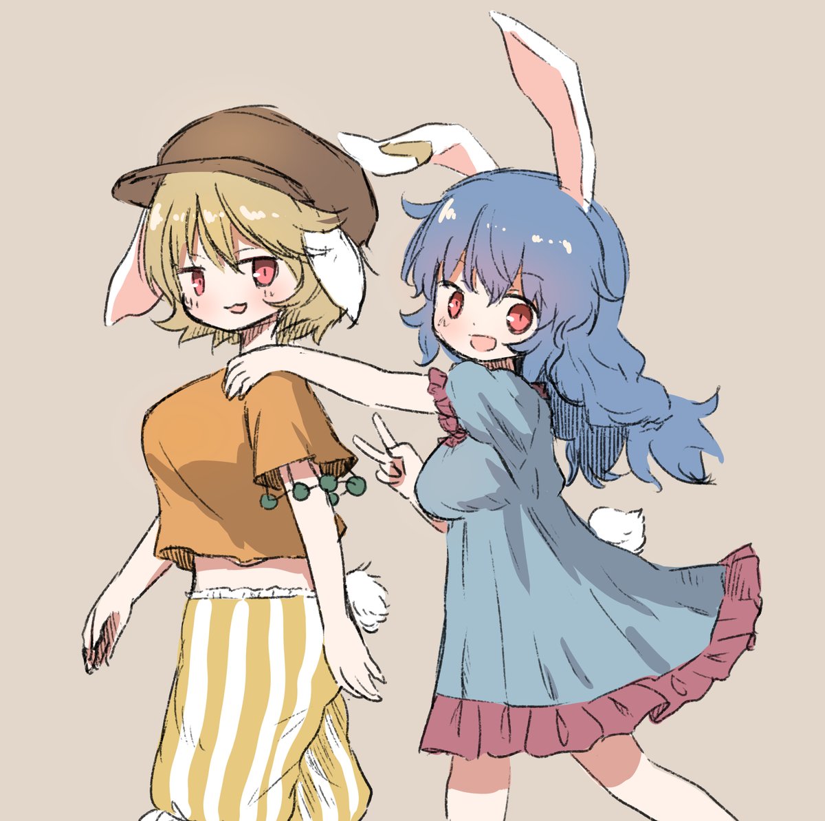 鈴瑚(東方プロジェクト) ,清蘭(東方プロジェクト) 「あおりんごらくがき3枚まとめて投稿しました 鈴瑚と清蘭 | アリヌ #pixiv」|アリヌ🍠例大祭せ43abのイラスト