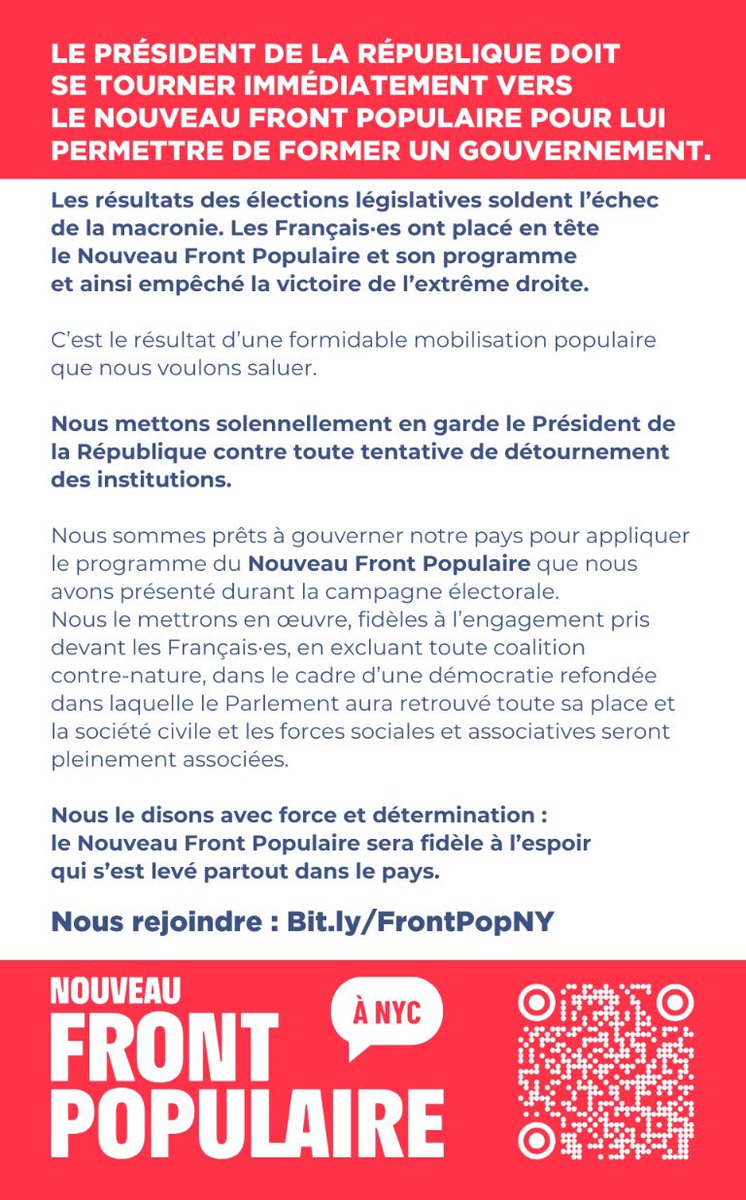 GaucheCanadaUSA's tweet image. Joyeux #14Juillet2024 ! 
À Central Park nos militant•es ont distribué des centaines de tracts pour demander à @EmmanuelMacron de reconnaître sa défaite aux #legislatives2024 et l’arriver du #NouveauFrontPopulaire au gouvernement !