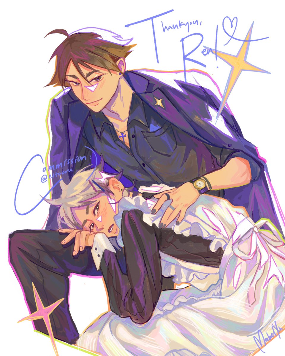 eitooru's tweet photo. Absolutely beautiful Sunasemi comm form @drawnbymabel - Rich Suna and his maid Semi 🙏 writing a fic for this very au .
I can’t stop looking at this I love it so much #sunasemi #semieita #sunarintaro https://t.co/GhKSBE3mJ5