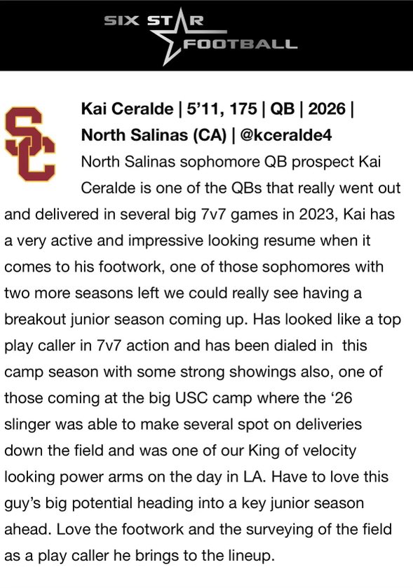 kceralde4's tweet photo. Thank you @sixstarfootball for the recognition continuing putting work in for this up coming season !
@NorthSalinasFB @CoachLukeHuard @gmartlive @BRayStutzmann ɢᴏᴅꜱ ᴡᴏʀᴋ !! ⛷️ https://t.co/uJ0bJy2ll8