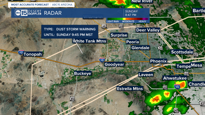 West valley heads up  - dust storm warning until 9:45 pm for you goodyear, surprise, buckeye, deer valley