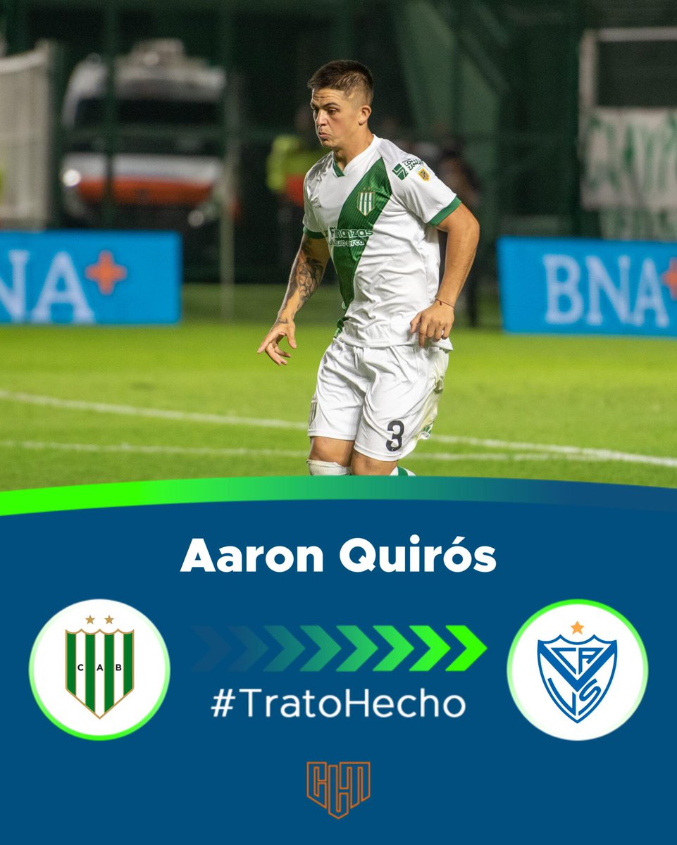 CLMerlo's tweet photo. 🚨[EXCLUSIVO] Aaron Quirós es nuevo refuerzo de Vélez. 
*️⃣Ya hay principio de acuerdo con Banfield para comprar el 80% del pase en u$s 3M. #TratoHecho https://t.co/m4GnD85Fm2