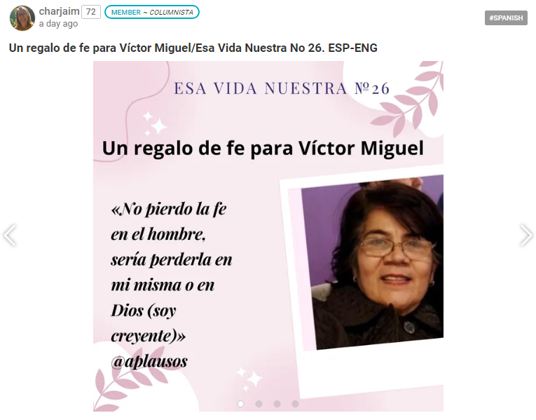 Un regalo de fe para Víctor Miguel/Esa Vida Nuestra No 26. ESP-ENG
peakd.com/hive-131951/@c…
"Ayudemos a Víctor Miguel"
