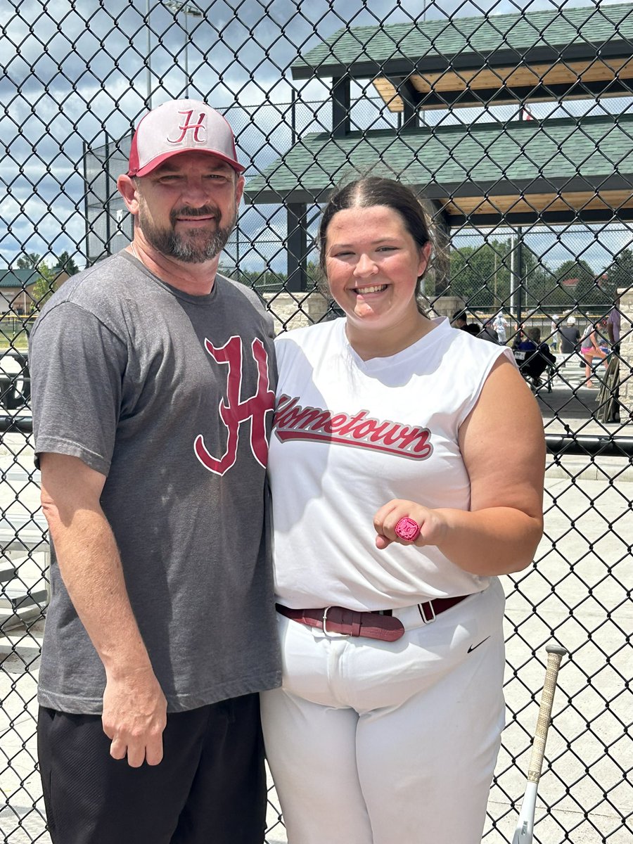 Some travel season stats:
GP: 27
PA: 74
AB: 56
AVG: .375
OBP: .514
OPS: .906
HITS: 21
RBIS: 27
BB: 15
I would not of wanted to play with anyone else. In every tournament we earned some hardware with 3 first place finishes, one second, and 3rd at the USSSA National tournament.