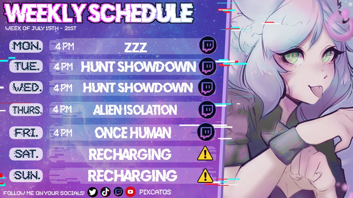 hyreina_VT's tweet photo. 🪐Schedule for the week!🪐

 https://t.co/xR3m6TZMBA 

#pixelive https://t.co/QimD8lgKY9