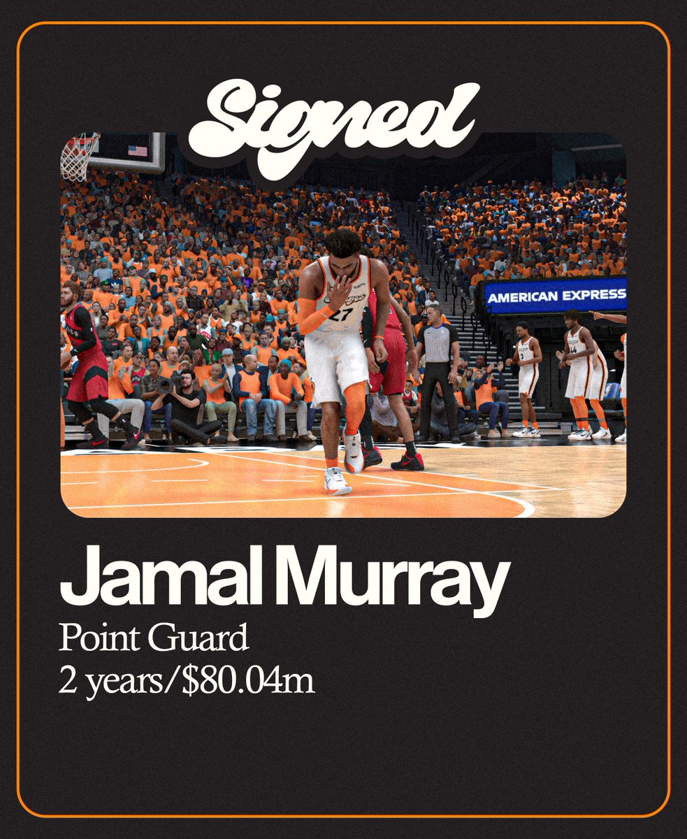 tb_Oranges's tweet photo. We have re-signed Jamal Murray to a two-year deal!
#NBA #NBA2K24 https://t.co/WpUwCaABbY