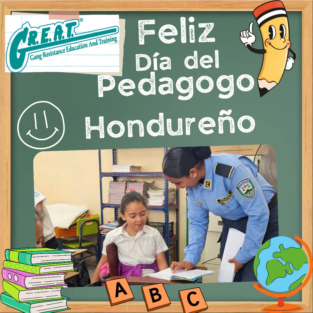 GreatH3421's tweet photo. 👨‍🏫📚En el Día del Pedagogo Hondureño, el #ProgramaGREAT les extiende un cordial saludo y agradecimiento a todos los pedagogos que, con esfuerzo y pasión, enriquecen la educación de los niños y niñas del país. ✨️🤗

¡Feliz día y gracias por su compromiso y dedicación!👏🩵 https://t.co/qXQqOzjfID