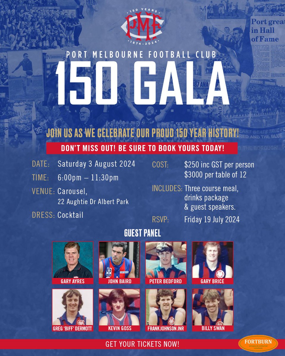 Haven't got your Gala ticket yet?  Don't wait! Only five days left to secure your seat for a once in a lifetime celebration. 🩷🩵

Book now! intix.com.au/event/port-mel…