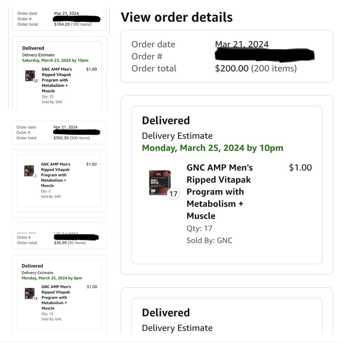 BandarsBounties's tweet image. GNC's BIGGEST GLITCH of ALL TIME 🤯

This is how one user profited $36,000+ on a $650 investment due to a massive pricing error on Amazon 🧵

On March 21, we posted a link to the GNC store on Amazon where numerous items were mistakenly priced at $1.

Most of these items were sold…