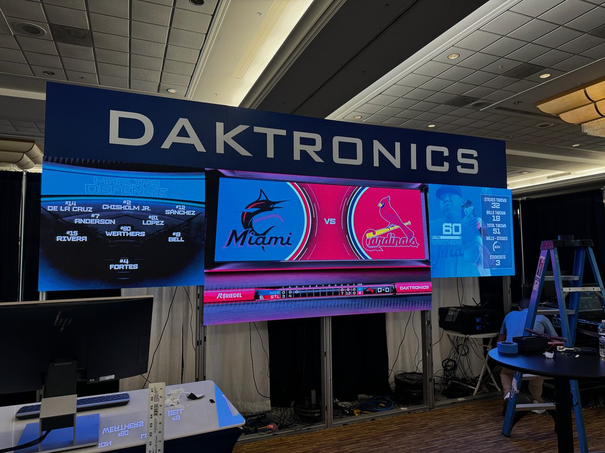 Daktronics's tweet photo. We're set up and ready for @ideaontheweb! Stop by and say hello - we hope to see you here! #IDEA2024 #IDEAontheweb #IDEASTL #IDEAStLouis https://t.co/YfHUTdqViG