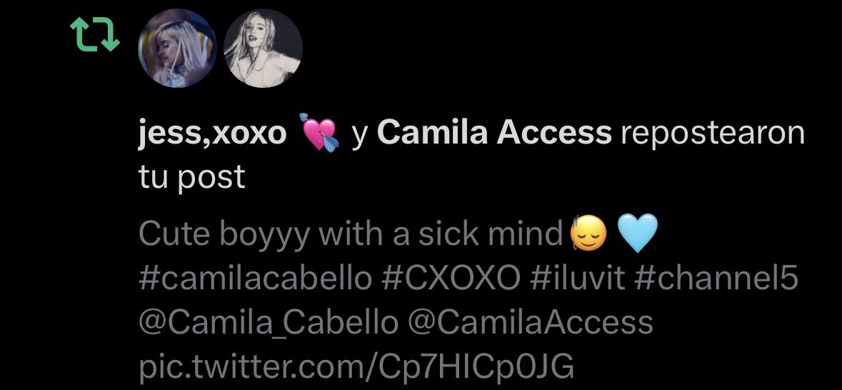 alegambois's tweet photo. Soy el más feliz, Camila sabe que existo, te amo @Camila_Cabello😭🩵 you are the best of all time❤️‍🩹 #CXOXO #ILUVIT #camilacabello https://t.co/SwU1ylgAaS