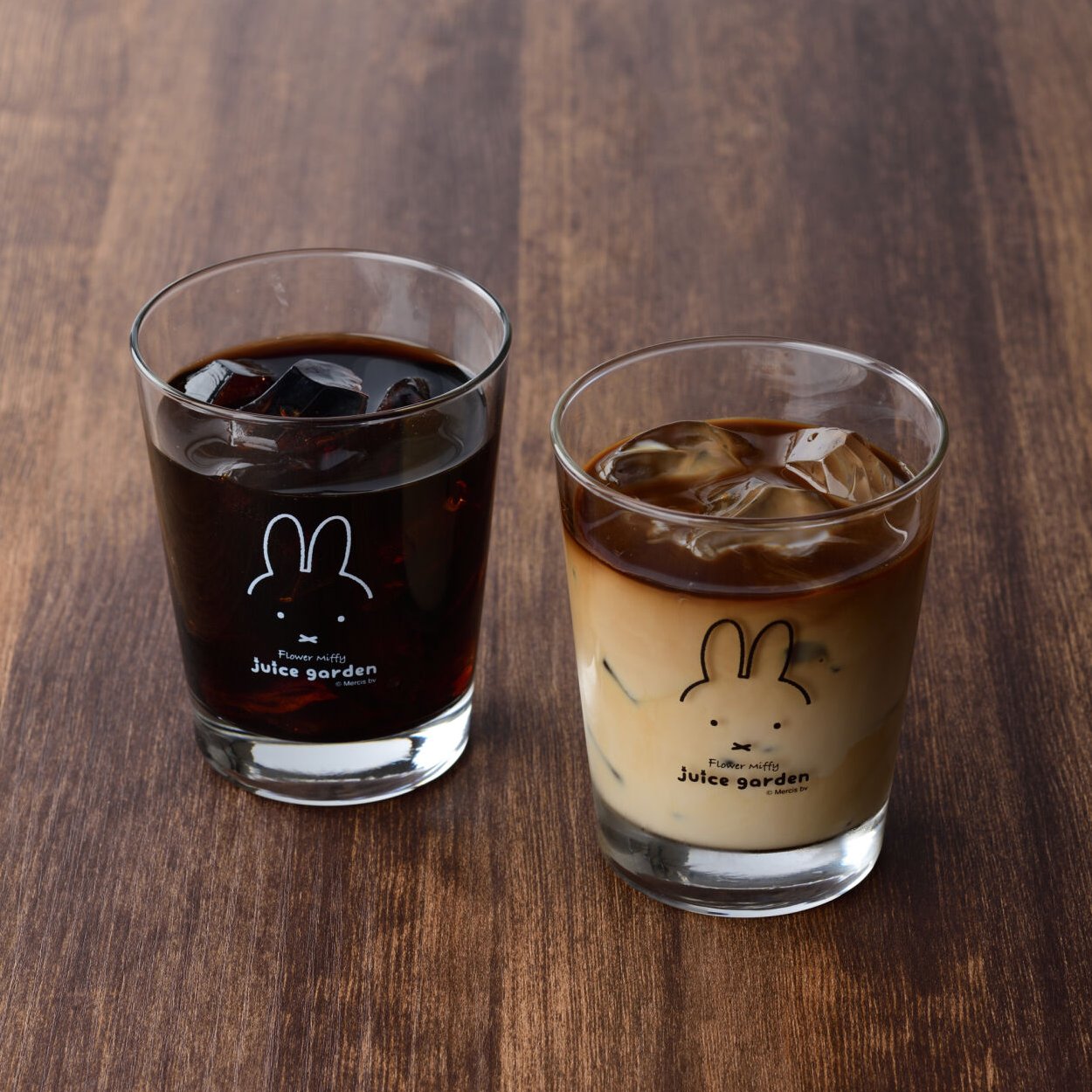 miffy - フラワーミッフィー　ジュースガーデン限定　ドリンクカップ風グラス 白・黒 人気絵本ミッフィーのお花屋さん「フラワーミッフィー」がお届け