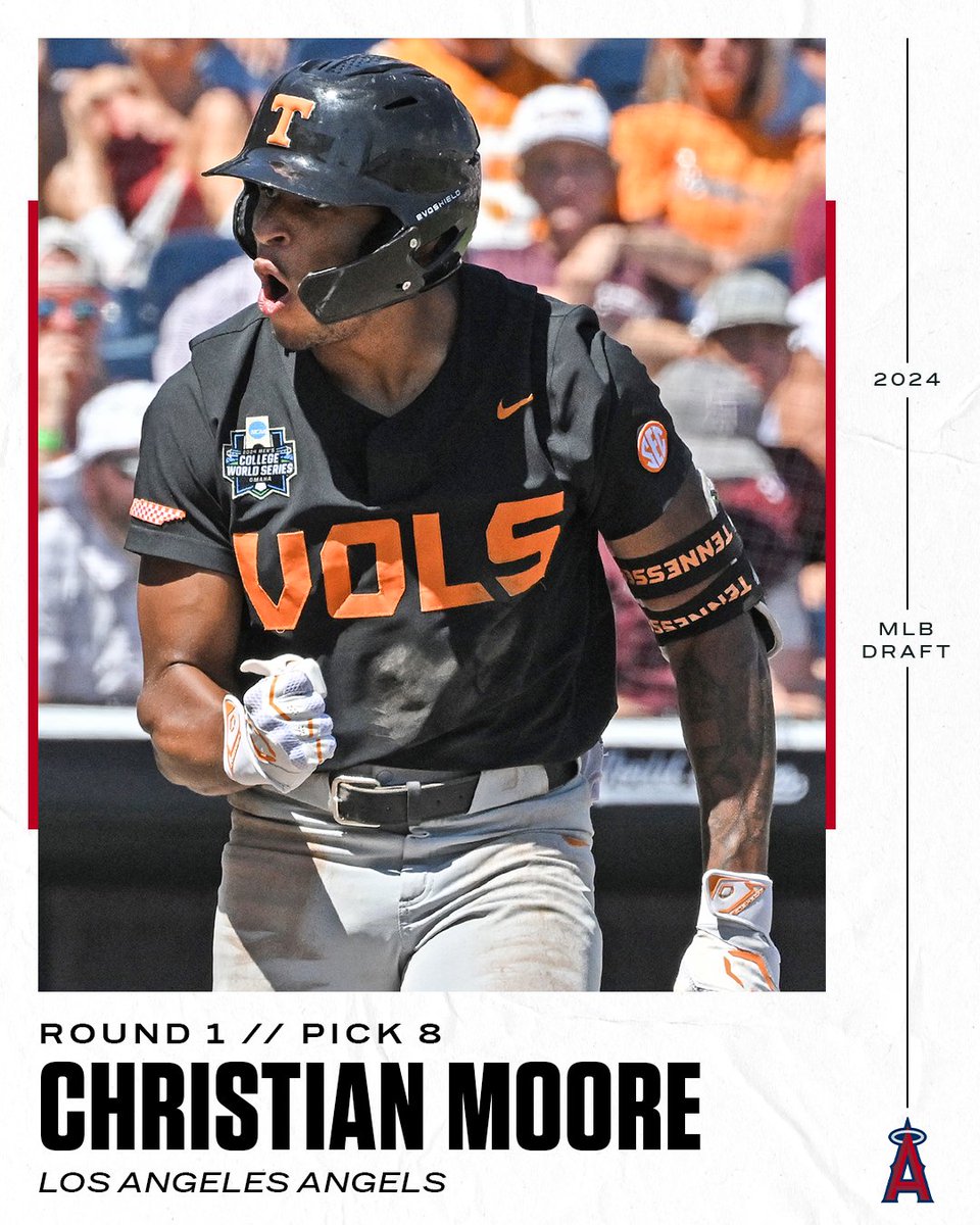 Rocky Top ➡️ LA

The <a href="/Angels/">Los Angeles Angels</a> select Christian Moore with the 8th pick 🍊 

<a href="/Vol_Baseball/">Tennessee Baseball</a>