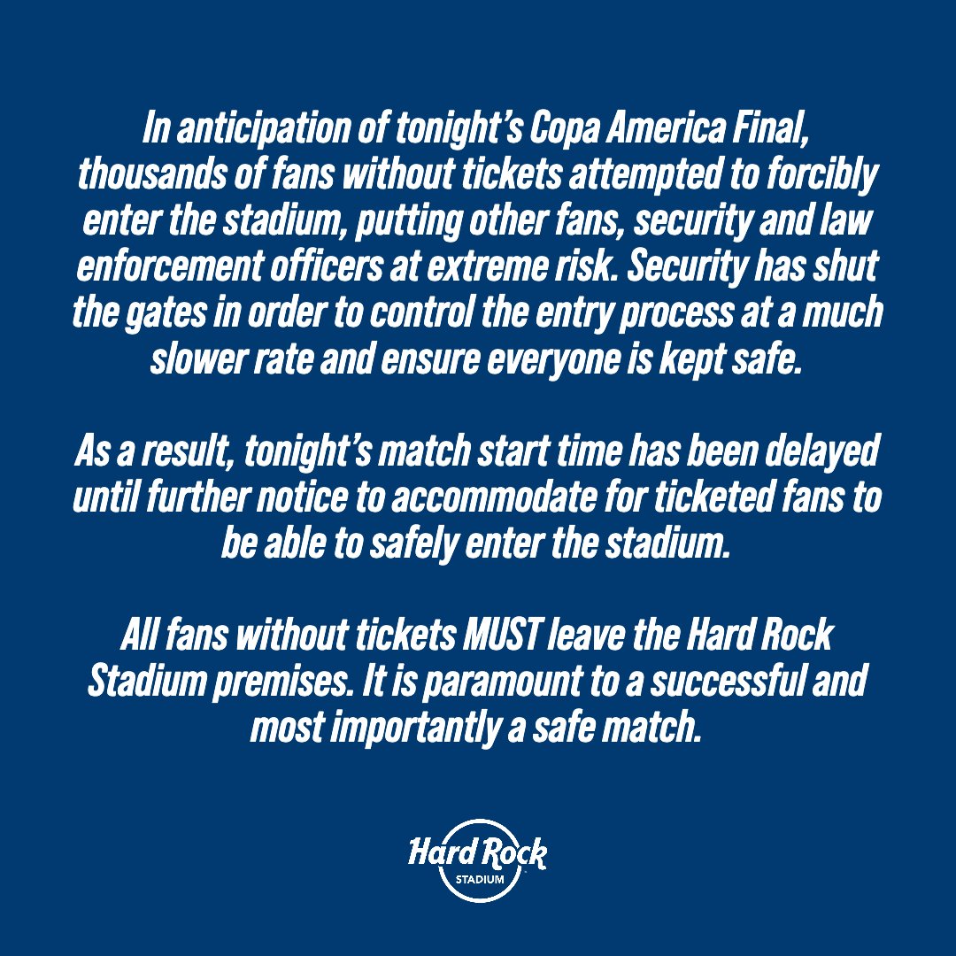 HardRockStadium's tweet image. Statement from a Hard Rock Stadium Spokesperson
