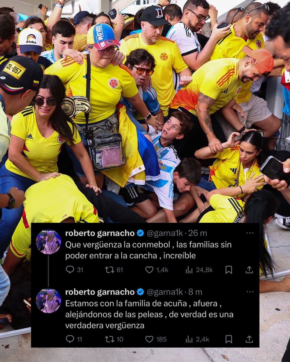 sudanalytics_'s tweet photo. ⚠️🇦🇷 Algunas FAMILIAS de los jugadores de la Selección Argentina ESTÁN SIN PODER INGRESAR AL ESTADIO y ALEJÁNDOSE DE LAS PELEAS.

Lo cuenta @garna1k, el hermano de Alejandro Garnacho, en este momento.

LAMENTABLE. ⛔️ https://t.co/FJFZbl6VPT