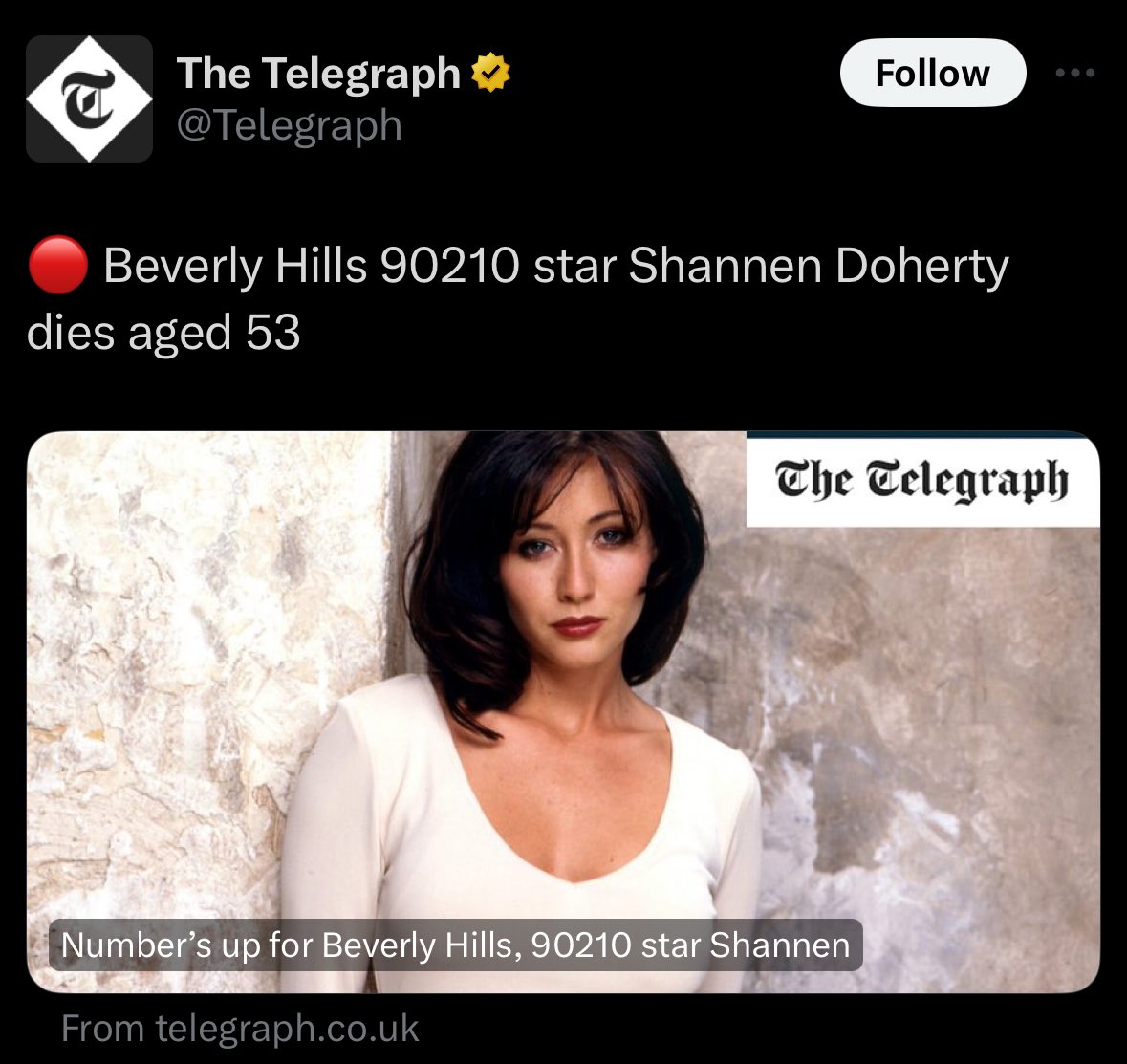 Disgusting headline from the Telegraph. Terrible joke to make when someone has passed.