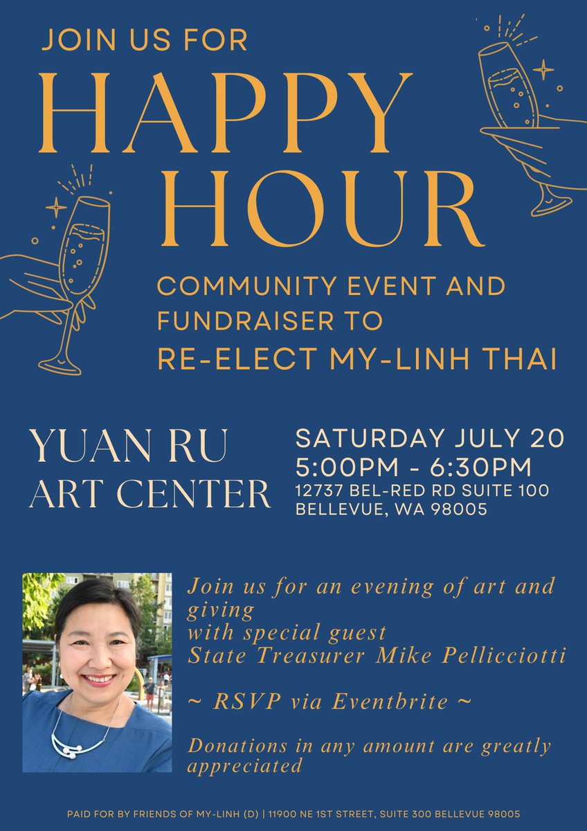 PCharbs's tweet photo. I hope folks will join me this Saturday evening for an event I'm co-hosting for my friend &amp; rockstar legislator My-Linh Thai. I've learned firsthand that a MLT party is always a good time!

RSVP: https://t.co/WzSDTR6cke https://t.co/QtCq5KpYSy