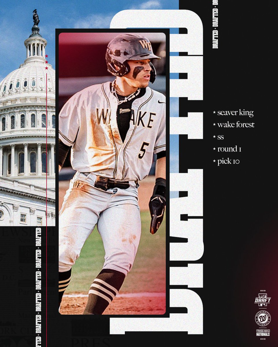 Nationals's tweet photo. BOW DOWN.

with the 10th pick in the 2024 MLB Draft, we have selected SS Seaver King from Wake Forest https://t.co/mExxdThmLi