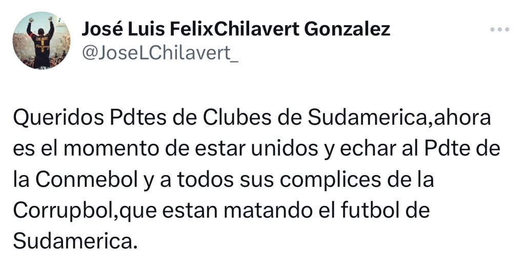 jvrcamp's tweet photo. Cuanta razón @JoseLChilavert_ https://t.co/GTOaNvB0kP