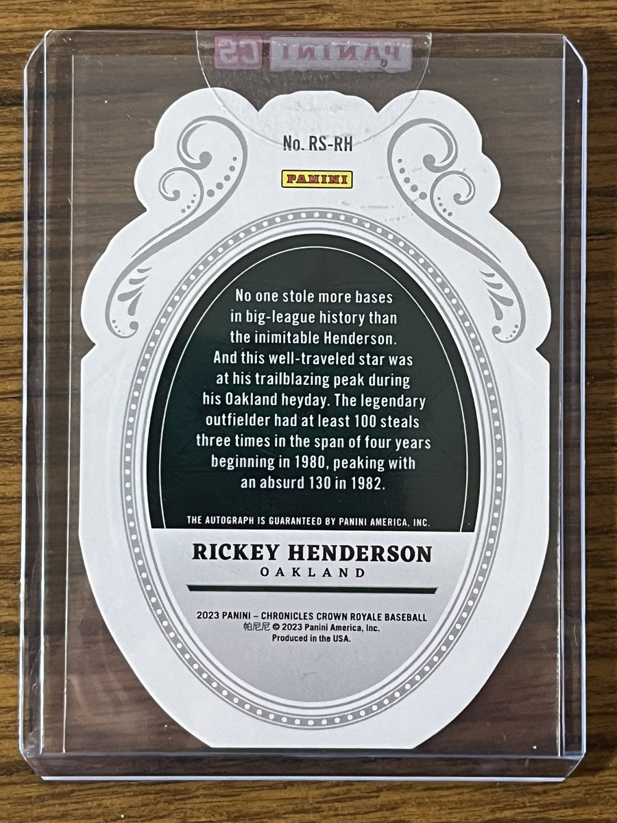 cardboard_diet's tweet photo. @870Cards 2023 Chronicles Crown Royal Baseball #RSRH Rickey Henderson On Card Auto /49 die cut
$125 BMWT https://t.co/o6PxYt8f50