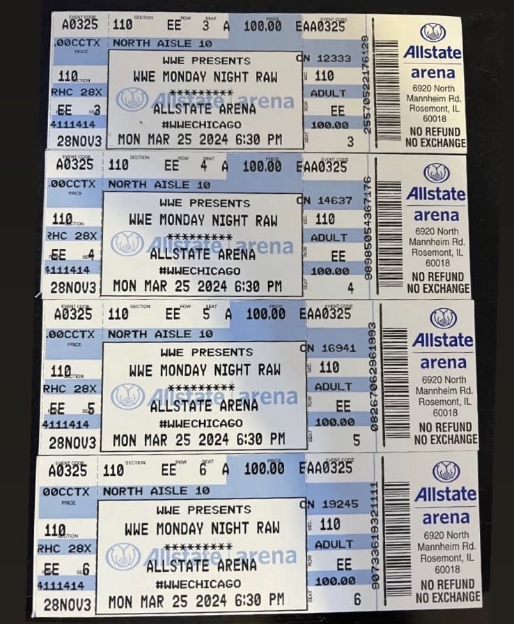 4x ticket stubs from the RAW before Wrestlemania 40 when the Rock beat Cody Rhodes. One of the most iconic RAW moments in recent memory. Is this a top 10 RAW moment of all time?