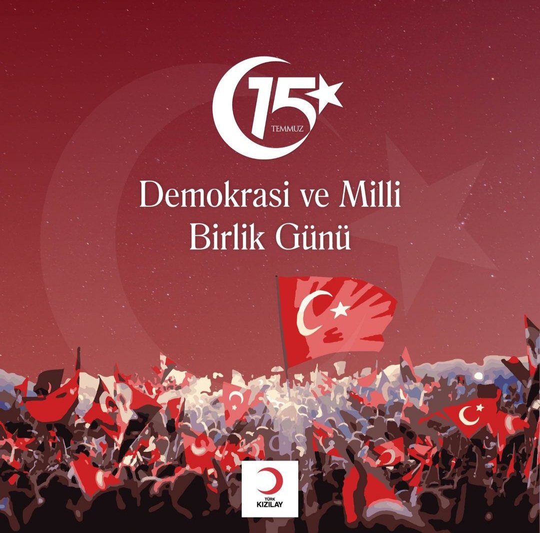 KIZILAY11's tweet photo. Karanlık başlayan ancak milletimizin cesaretiyle aydınlanan 15 Temmuz gecesinin yıl dönümünde, aziz şehitlerimizi rahmetle anıyor, gazilerimize şükranlarımızı sunuyoruz. 🇹🇷 #15Temmuz 
@Kizilay @FatmaMericYlmaz @muratates49 https://t.co/wWymRFh8TS