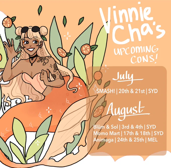 upcoming cons for July and August!(。•̀ᴗ-)✧ 