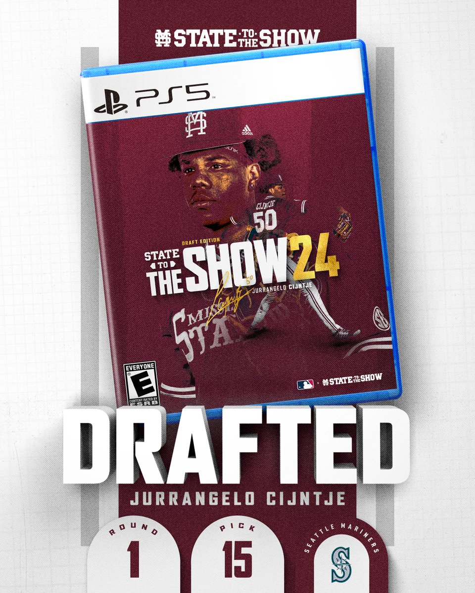 HailStateBB's tweet photo. 𝗦𝗧𝗔𝗧𝗘 ➡️ @Mariners

The Seattle Mariners have selected @_LooCijntje⚾

#StateToTheShow24 | #HailState🐶 https://t.co/CQ64AGRBnU