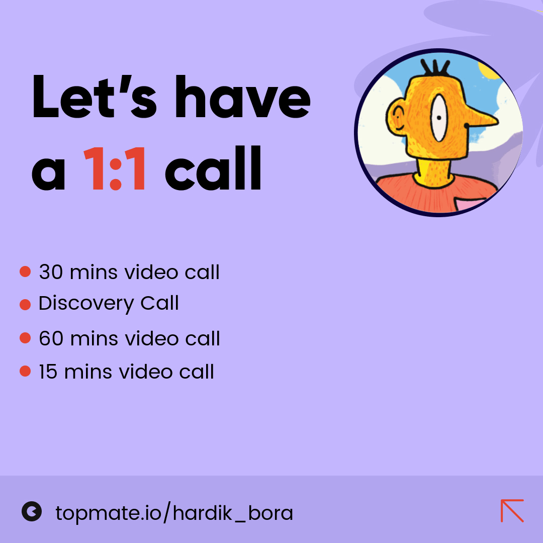 MaarwariBoy's tweet photo. Hey folks!

I've been getting a lot of DMs for guidance, so decided to take action on it.

I'm excited to help folks out and give back to the community via Topmate. Don't hesitate to reach out if you have any questions or just want to say hi!

https://t.co/wg5bzDtWrH https://t.co/tQLx7yI9MY