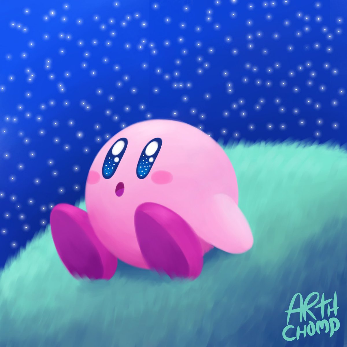 Kirby✨🌃💗 #fanart #kirby #videogames #night #pink #stars #ibispaintx #fanartvideogames #art #nintendo #nintendoswitch