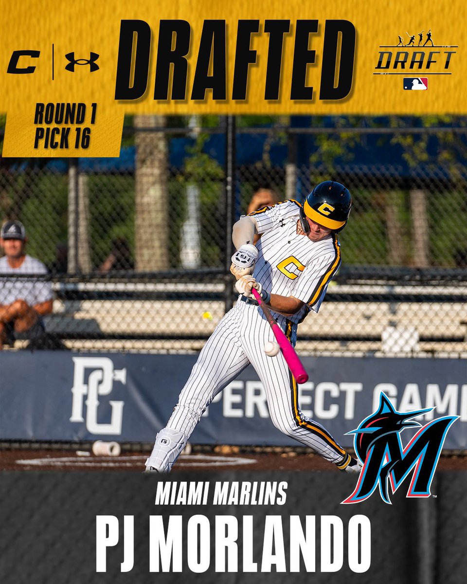 baseballCanesKC's tweet photo. Canes Alum @MorlandoPj (Summerville - Summerville, SC) has been drafted Round 1 Pick 16 by the @Marlins 

#TheCanesBB | #MLBDraft2024
#DifferentBrandOfBaseball https://t.co/MND5Zjsl3t