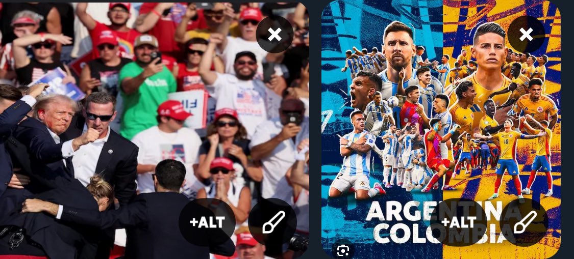 Tichatriz's tweet photo. What is the message that #USA is sending to the world today. A #PresidentialCandidate can be hurt and a #soccergame vandalized. Is the most secure country in the world is so vulnerable? What about #November24 and #June26? #CONMEBOLCopaAmérica  #argentinavscolombia  #CONMEBOL24 https://t.co/OkPmvmZ9d3