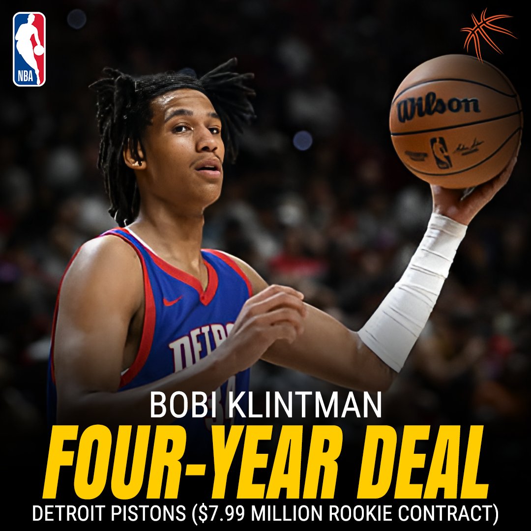 AusBballnews's tweet image. Detroit Pistons' No. 37 pick, Bobi Klintman, is locking in a four-year, $7.99 million rookie contract! 💰🏀 

With the first two seasons fully guaranteed, this big man is ready to make his mark. Watch out for Klintman! 🌟 

#BobiKlintman #DetroitPistons #NBARookie #NBL #NBA