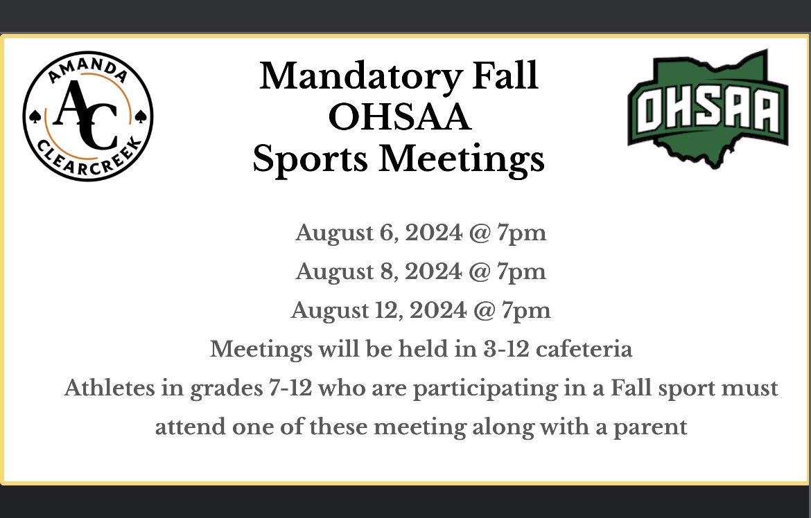 Fall OHSAA meeting dates!!