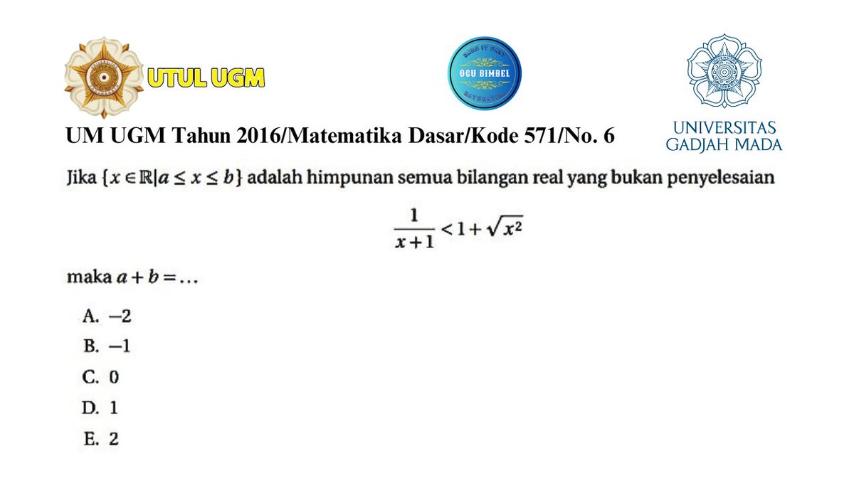 BimbelIcsiak's tweet photo. UM UGM Tahun 2016/Matematika Dasar/Kode 571/No. 6 (Aljabar)
#tkpa #study #studytwt #studyacc #utul_ugm #ugm #utul2024 #jogja #yogyakarta #AMBISVERSE https://t.co/mD4GsBssBQ