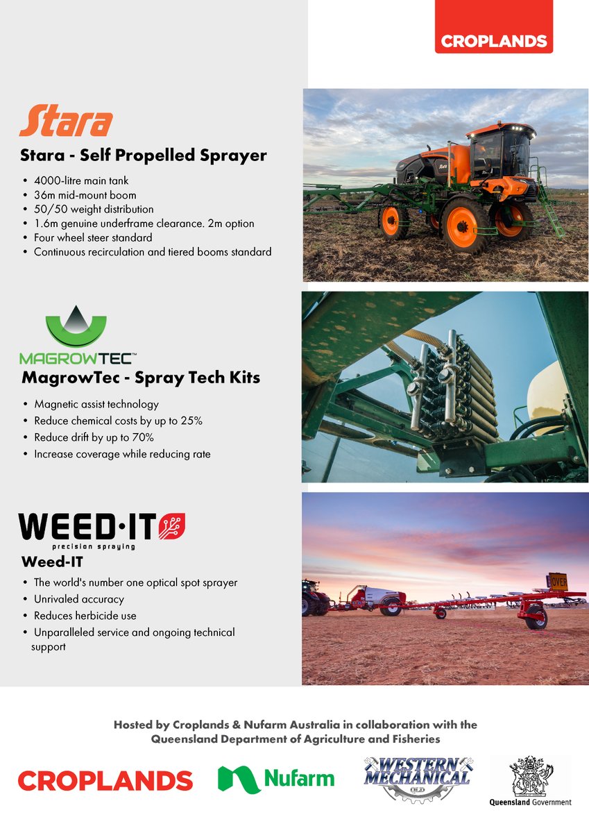 Croplands's tweet image. NEXT WEEK - Central QLD
YOU ARE INVITED to SprayWise Application sessions

#croplands #spraywise #nufarm #westernmechanicalQLD #bestpractice #stara #informationsession #knowledgeiskey #bestforthebest