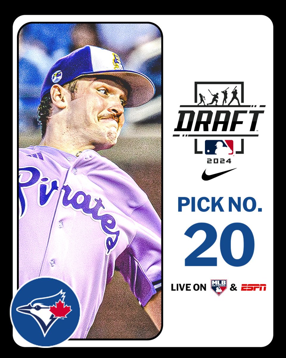 MLB Draft (@mlbdraft) on Twitter photo With the 20th pick in the 2024 Draft, the <a href="/BlueJays/">Toronto Blue Jays</a> select <a href="/ECUBaseball/">ECU Baseball</a> right-handed pitcher Trey Yesavage, No. 11 on the Top 250 Draft Prospects list.
Watch LIVE: atmlb.com/3zAvMhu With the 20th pick in the 2024 Draft, the <a href="/BlueJays/">Toronto Blue Jays</a> select <a href="/ECUBaseball/">ECU Baseball</a> right-handed pitcher Trey Yesavage, No. 11 on the Top 250 Draft Prospects list.
Watch LIVE: atmlb.com/3zAvMhu