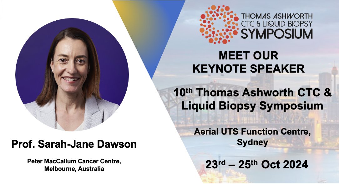 Thomas Ashworth CTC and Liquid Biopsy Symposium (@tasliquidbiopsy) on Twitter photo Please welcome our National Keynote Speaker Prof. Sarah-Jane Dawson to #TAS2024 <a href="/SarahJ_Dawson/">Sarah-Jane Dawson</a> <a href="/TheDawsonLab/">The Dawson Lab</a> <a href="/PeterMacCC/">Peter Mac Cancer Centre</a>
Hear the latest in ctDNA research from Sarah-Jane. Join us for our 10th year anniversary.
Early Bird Registrations are still open: liquidbiopsy.org.au/registration-3… Please welcome our National Keynote Speaker Prof. Sarah-Jane Dawson to #TAS2024 <a href="/SarahJ_Dawson/">Sarah-Jane Dawson</a> <a href="/TheDawsonLab/">The Dawson Lab</a> <a href="/PeterMacCC/">Peter Mac Cancer Centre</a>
Hear the latest in ctDNA research from Sarah-Jane. Join us for our 10th year anniversary.
Early Bird Registrations are still open: liquidbiopsy.org.au/registration-3…