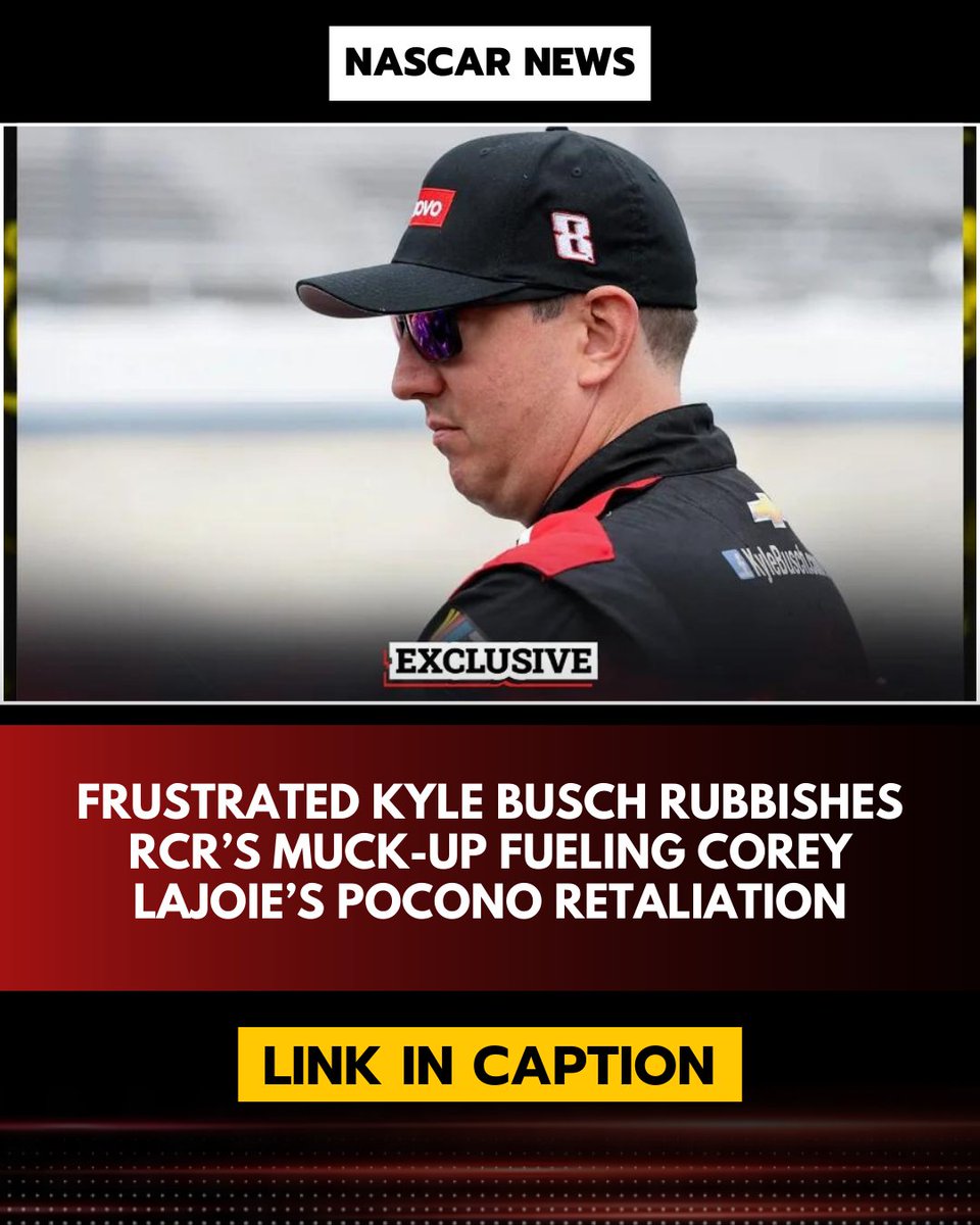 LuckyDogOnTrack's tweet image. Frustrated Kyle Busch Slams RCR&apos;s Mistake. Full Story Here: bit.ly/4fdukCe

#NASCAR #PoconoRaceway #NascarCupSeries #Motorsports #NascarNews #KyleBusch
