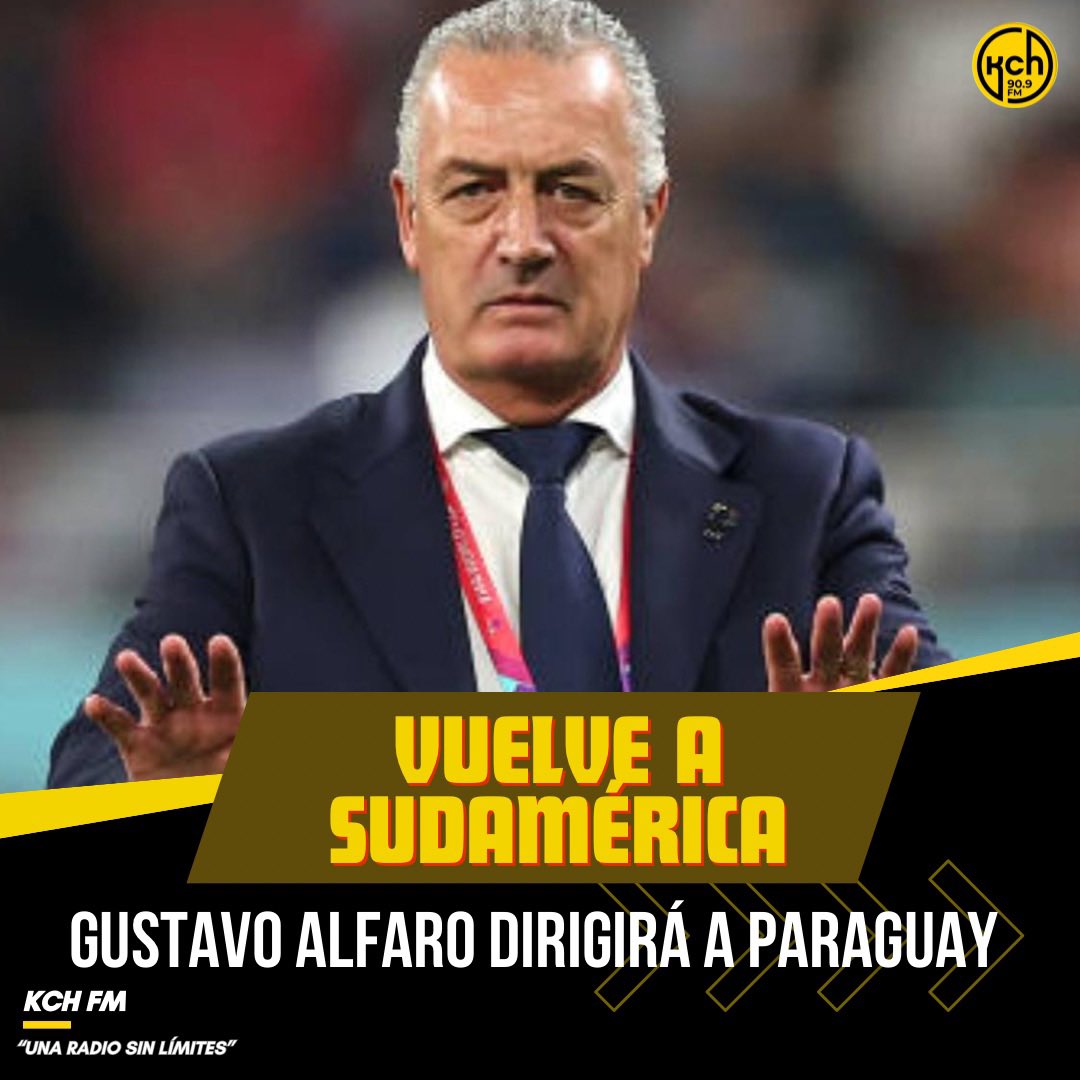 kchradio's tweet photo. 🚨Gustavo Alfaro dirigirá la selección paraguaya de fútbol.

👉🏾Se alcanzó un acuerdo entre la Asociación 🇵🇾 y el entrenador 🇦🇷

📌Las partes cruzan contratos para ✍🏾 hasta la copa mundial 2026

@GerGarciaGrova https://t.co/HSvJvHZODR