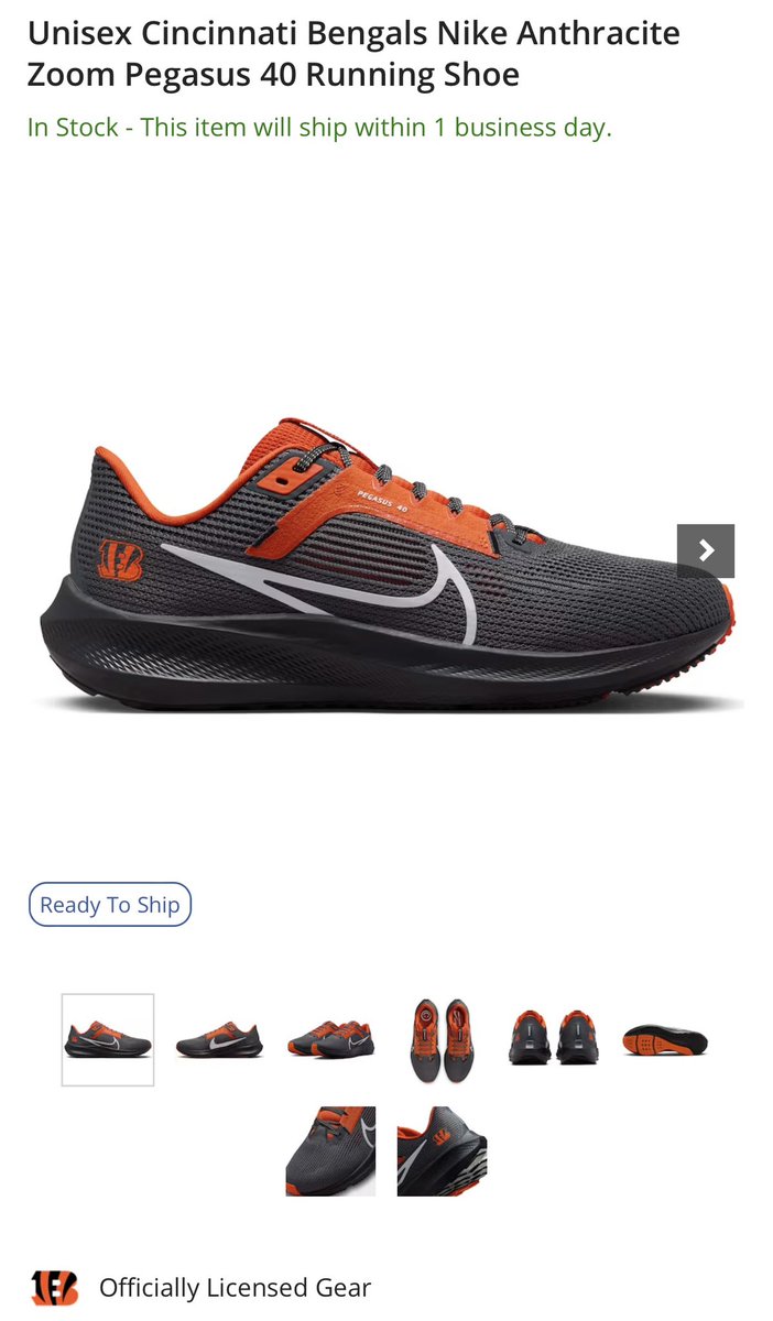 realTylerJarvi's tweet photo. Dear @Bengals I have waited months for a size 10.5 men’s to be back in stock of this shoe. Today I had to do something drastic and just order a pair of them from the @Saints instead. @Nike will these #ZoomPegasus40 shoes ever be back in stock? https://t.co/C8XOh3RPff