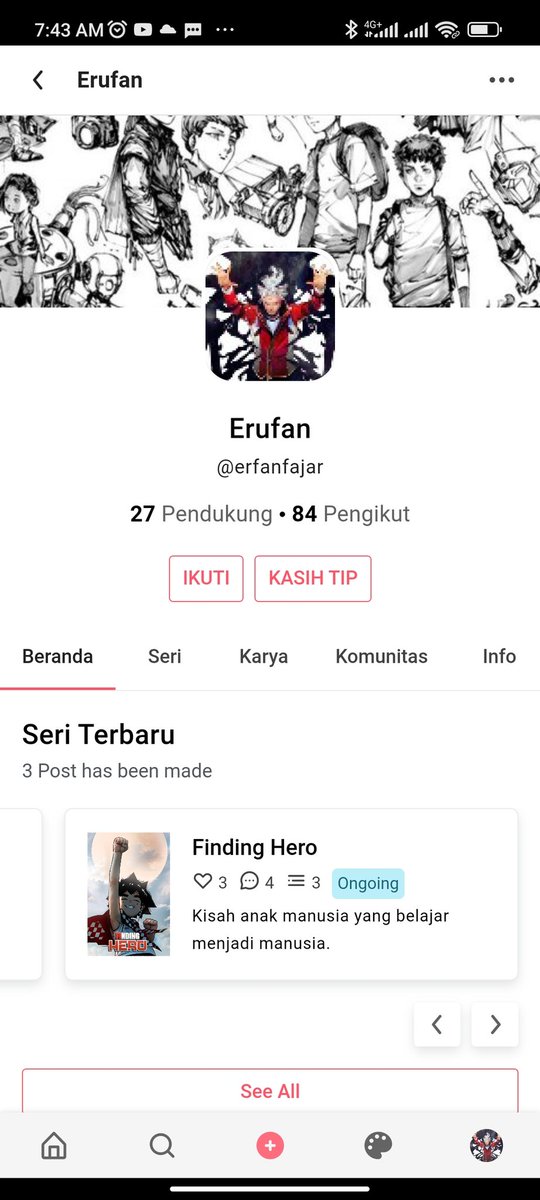Finding Hero juga bisa dibaca di Karyakarsa sekarang ya gaes. karyakarsa.com/erfanfajar/fin…