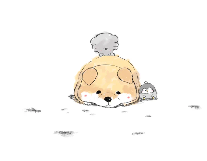柴犬と小さいペンギンとコアラ 「連休最終日の脱力感」 #海の日